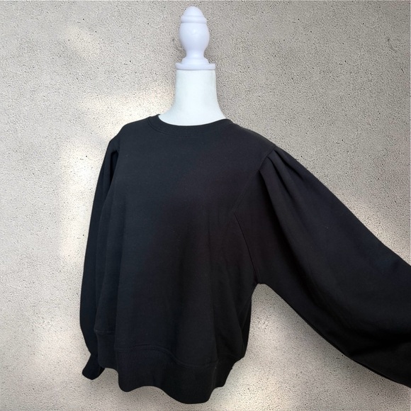 A New Day Puff Sleeve Crewneck Sweatshirt Black Size Medium - Picture 8 of 8